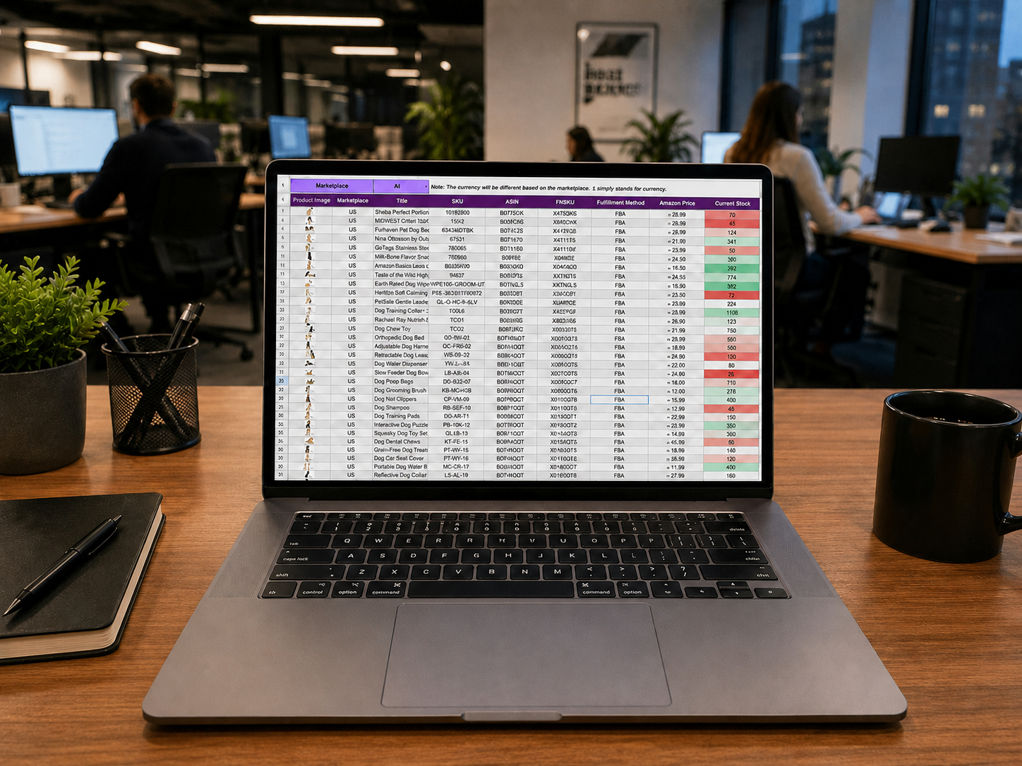 Planilha aberta em um notebook